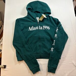NWT Heritage Pacsun Atlanta 1996 Olympic Games Zip Up Hoodie Women Size L Green